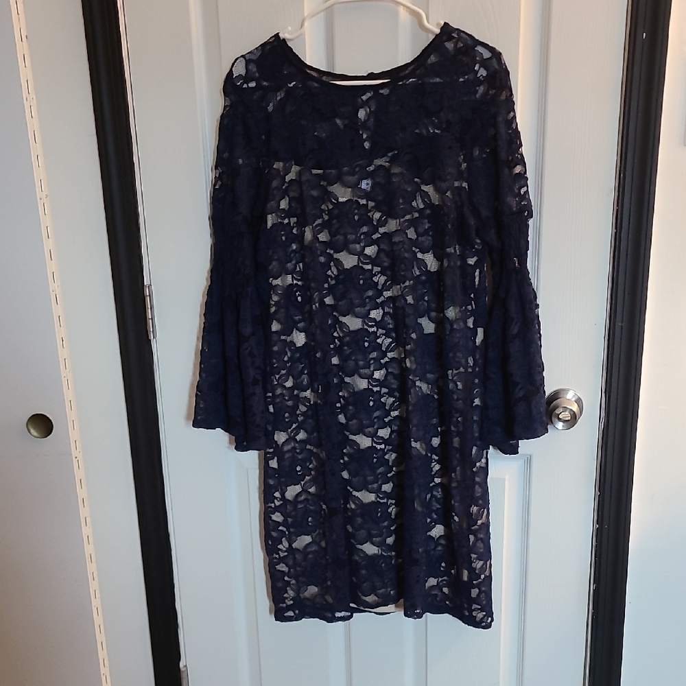 Vintage Navy Lace Dress Concerts Festivals Cochella Hippie 1960s